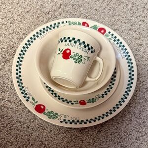 Corelle Farm fresh Cream Dinnerware Set with Red and Green Design